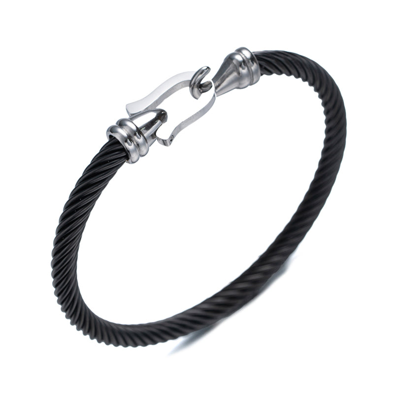 Black Cable Twist Buckle Bracelet | Gold or Steel | 304 Stainless Steel