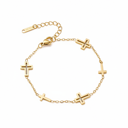 Faith in Every Link Cross Jewelry Set | Necklace + Bracelet | 18K Gold PVD | 304 Stainless Steel