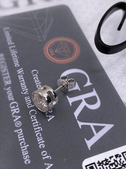 Moissanite Round Bezel Stud Earrings | 1.0CT Each (2.0CT Total) | Sterling Silver | Certificate Included