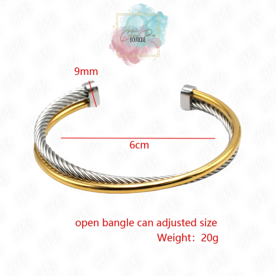 STAINLESS JEWELRY - 2-Tone Cable Twist Cuff