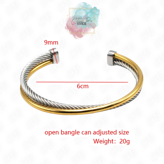 STAINLESS JEWELRY - 2-Tone Cable Twist Cuff