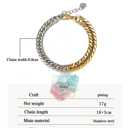 2-Tone Chain Bracelet - Stainless Steel Plated