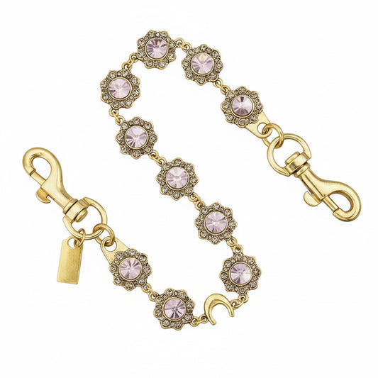 Vintage Crystal Flower Bag Chain | Gold or Silver | Bag Charm & Keychain Accessory