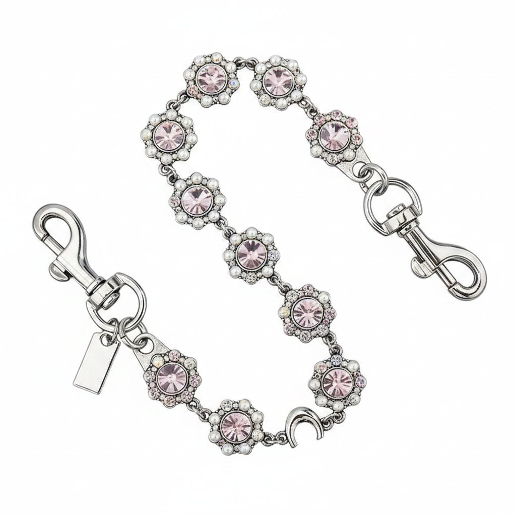 Vintage Crystal Flower Bag Chain | Gold or Silver | Bag Charm & Keychain Accessory