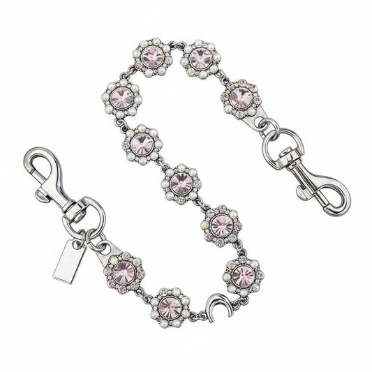 Vintage Crystal Flower Bag Chain | Gold or Silver | Bag Charm & Keychain Accessory