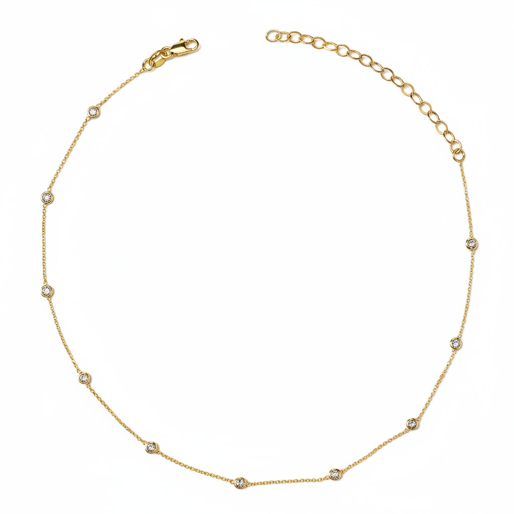GOLD FILLED - NECKLACE - CZ BEZEL STATION