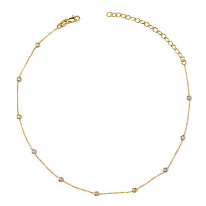 GOLD FILLED - NECKLACE - CZ BEZEL STATION