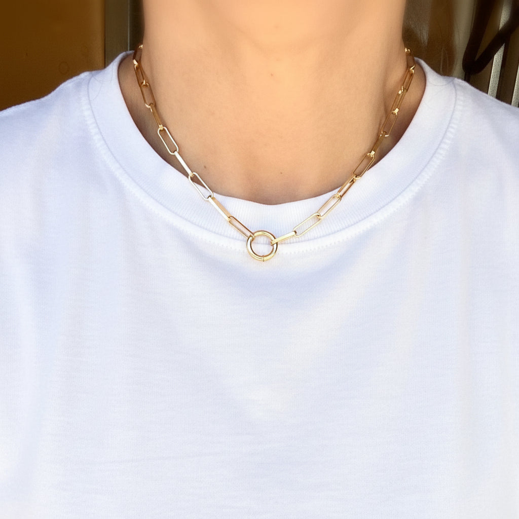 GOLD FILLED - CHARM NECKLACE - PAPERCLIP 4.5MM