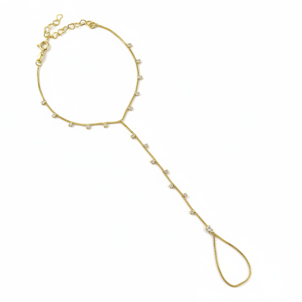 Sparkling CZ Hand Chain | 18K Gold Filled
