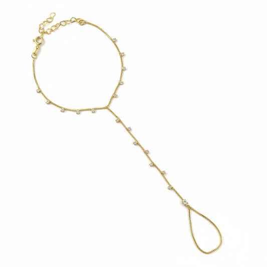 Sparkling CZ Hand Chain | 18K Gold Filled