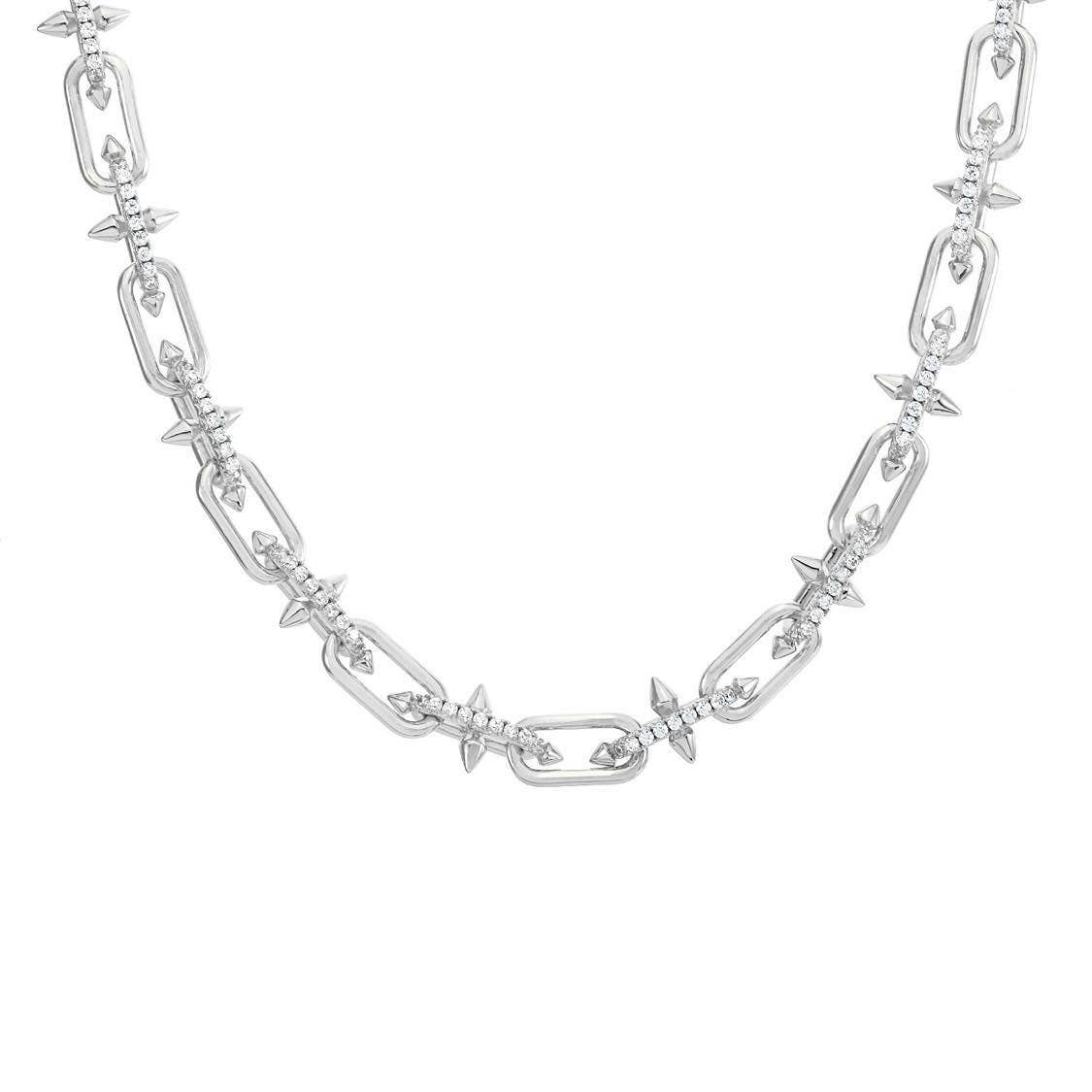 Pavé Trident Link Necklace | Gold or White Gold | Premium Gold Plated