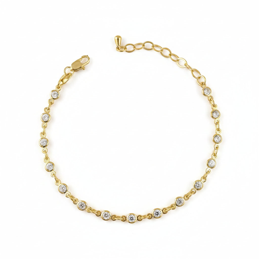 CZ Round Bezel Bracelet | 18K Gold Filled
