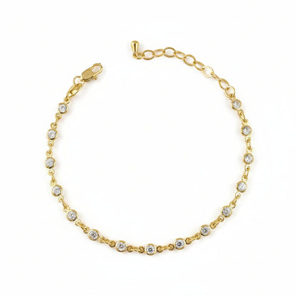 CZ Round Bezel Bracelet | 18K Gold Filled