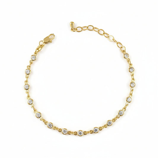 CZ Round Bezel Bracelet | 18K Gold Filled