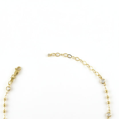 Beaded Bezel CZ Anklet | 18K Gold Filled