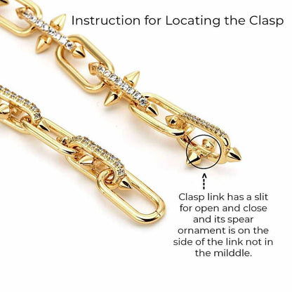 Pavé Trident Link Bracelet | Gold or White Gold | Premium Gold Plated