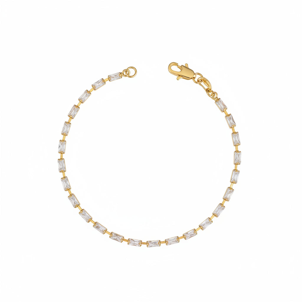 GOLD FILLED - TENNIS BRACELET - CZ BAGUETTE 2x4MM