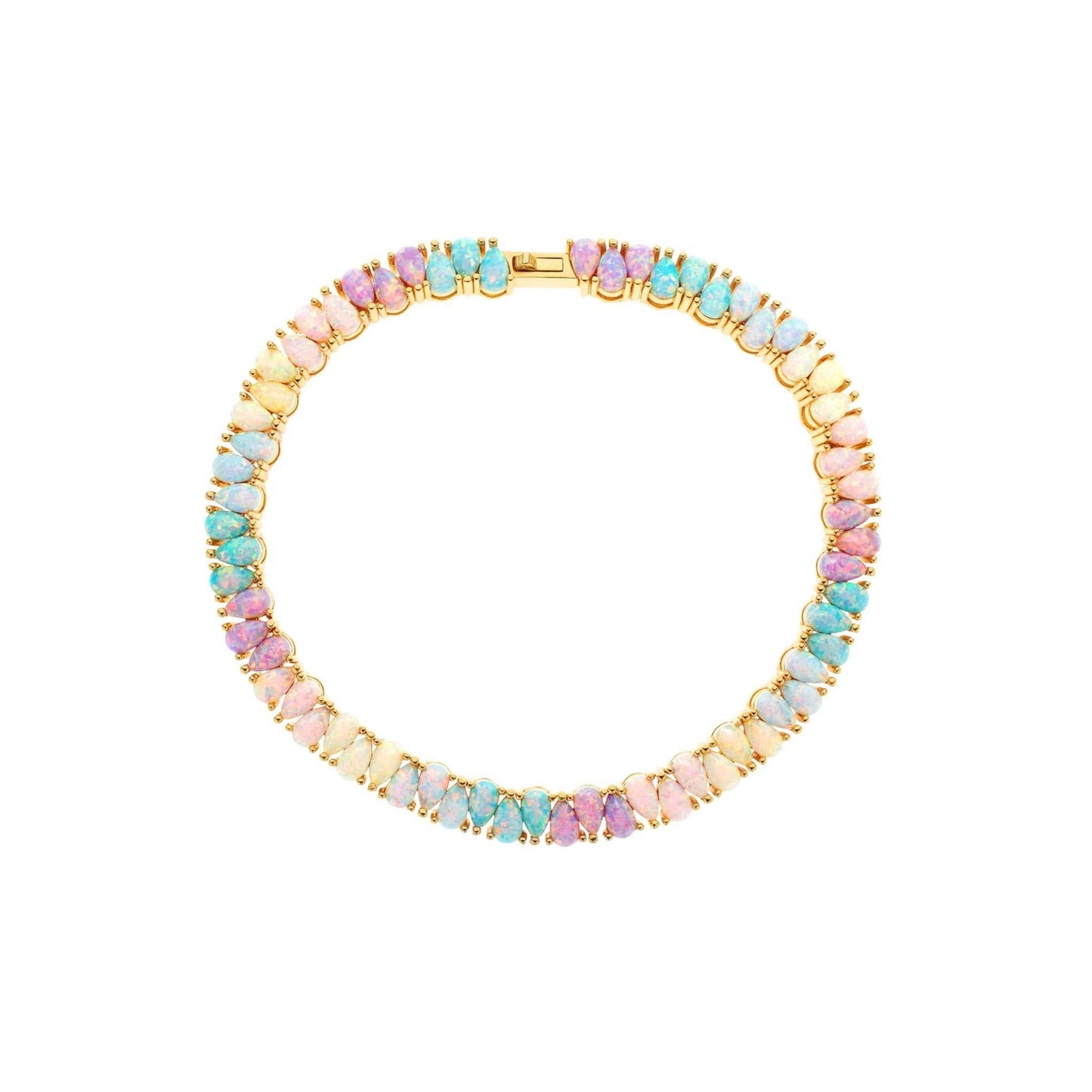 GOLD VERMEIL - TENNIS BRACELET - COLORFUL OPAL PEAR 5MM