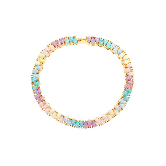 GOLD VERMEIL - TENNIS BRACELET - COLORFUL OPAL PEAR 5MM