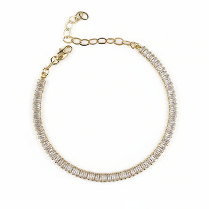 GOLD FILLED - TENNIS BRACELET - CZ BAGUETTE 3MM