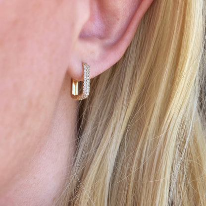 GOLD FILLED - EARRINGS - CUTESIE CZ RECTANGULAR 14MM