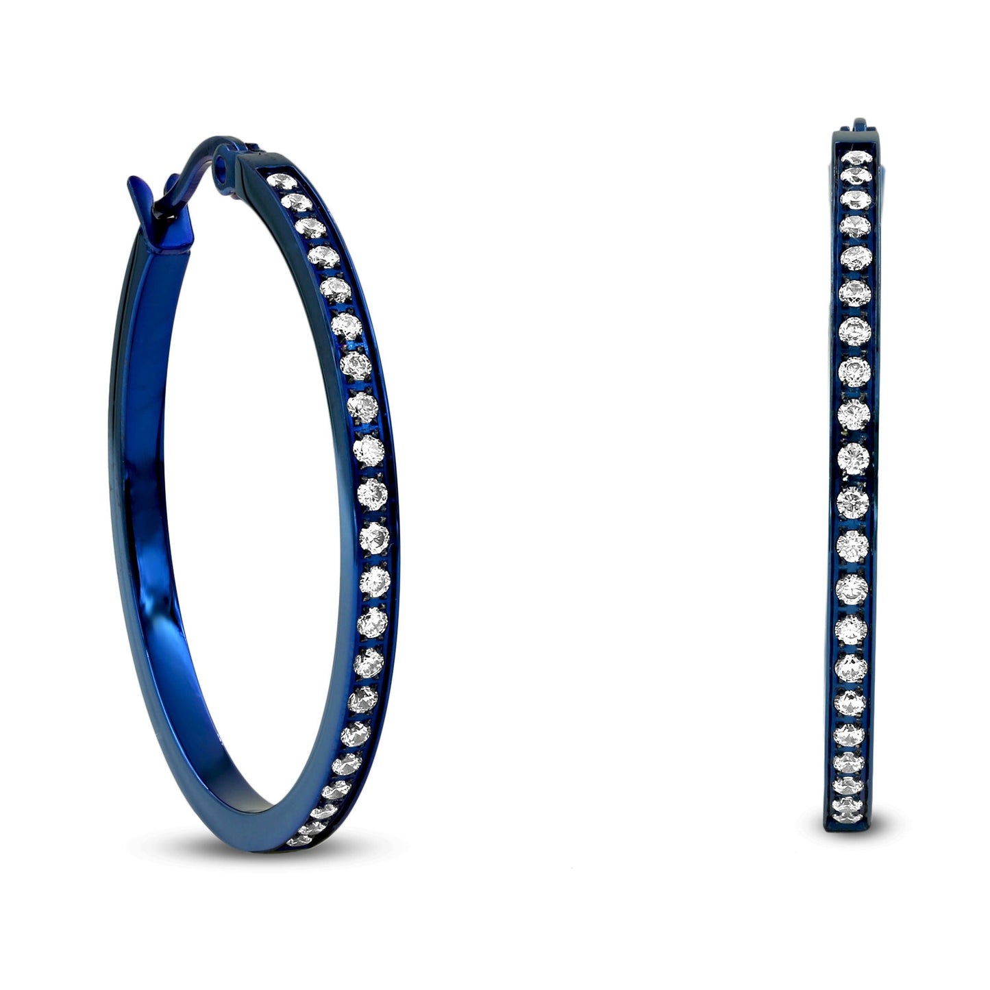 PREMIUM STAINLESS STEEL - EARRINGS - MEDIUM HOOP 42 PAVE 30MM