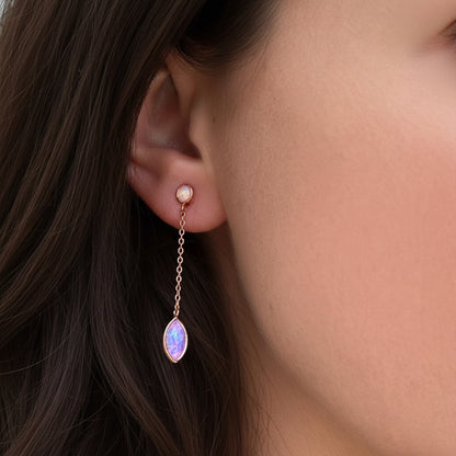 GOLD VERMEIL - EARRINGS - OPAL DROP STUD in ROSE GOLD
