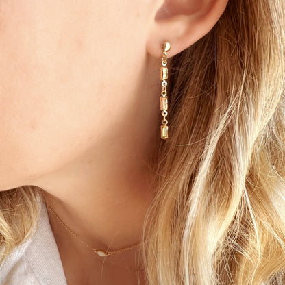 Opal Bar Drop Earrings | 18K Gold Filled