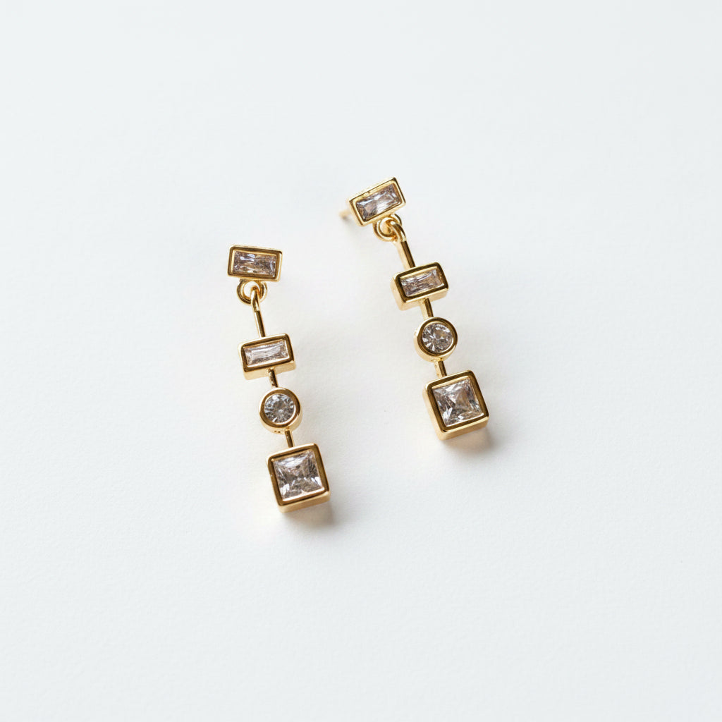 GOLD FILLED - EARRINGS - CUTESIE CZ DANGLE SHAPES