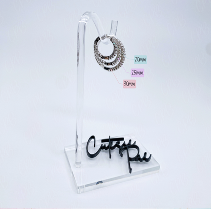 CZ Inside Out Hoop Earrings | 25MM | Rhodium-Plated Sterling Silver