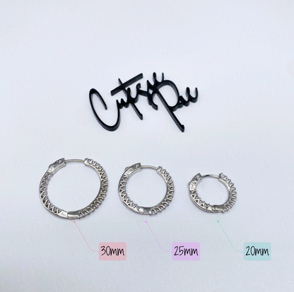 CZ Inside Out Hoop Earrings | 20MM | Rhodium-Plated Sterling Silver