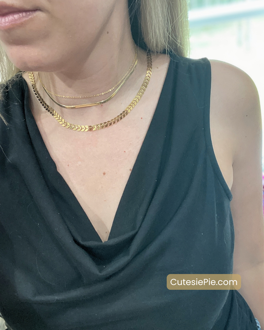 Chevron Link Necklace | 6MM | 18K Gold PVD or Steel | 316L Stainless Steel