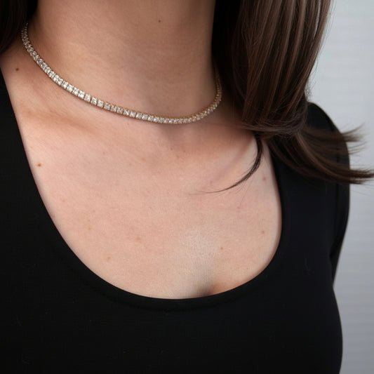 GOLD FILLED - TENNIS NECKLACE - CUTESIE CZ ROUND 3MM