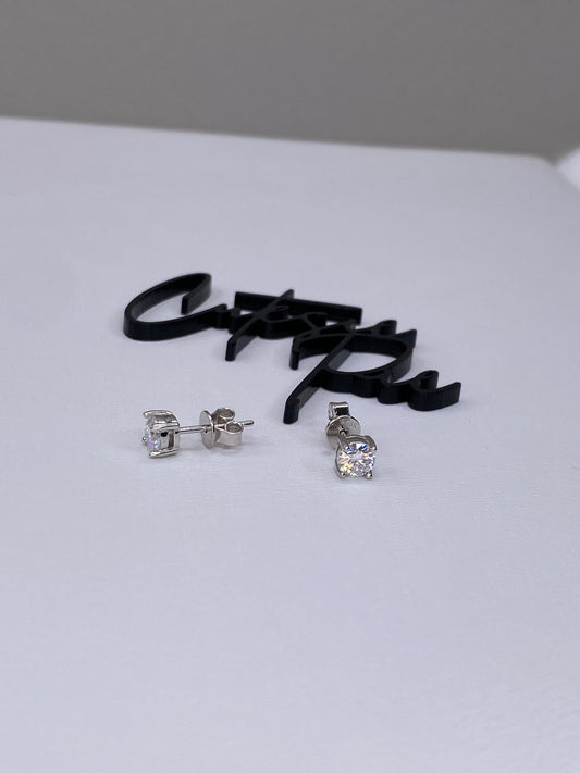 Moissanite Round 4-Prong Stud Earrings | 0.5CT Each (1.0CT TOTAL) | 950 Platinum over Sterling Silver | Silver | Certificate Included