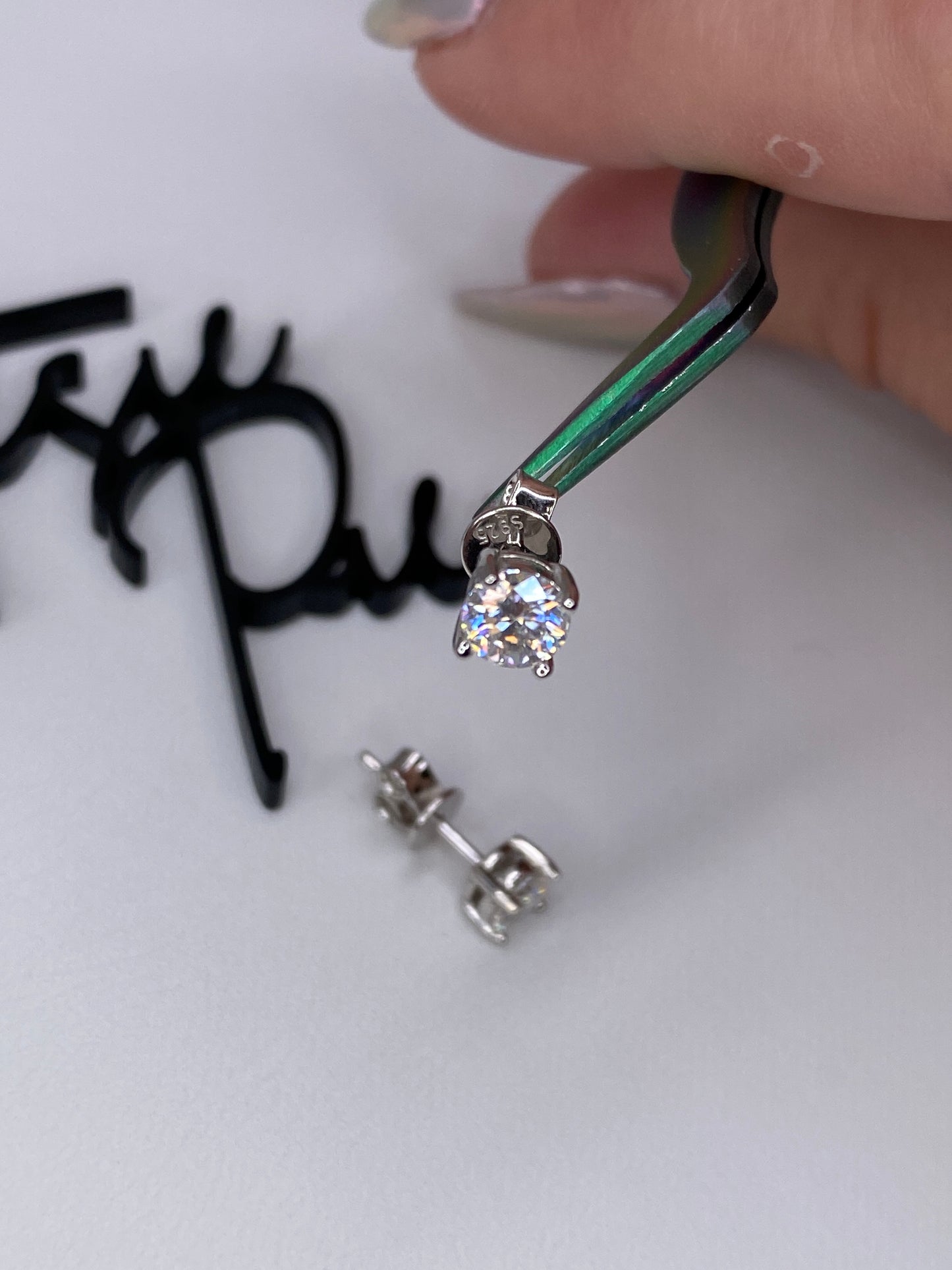 Moissanite Round 4-Prong Stud Earrings | 0.5CT Each (1.0CT TOTAL) | 950 Platinum over Sterling Silver | Silver | Certificate Included