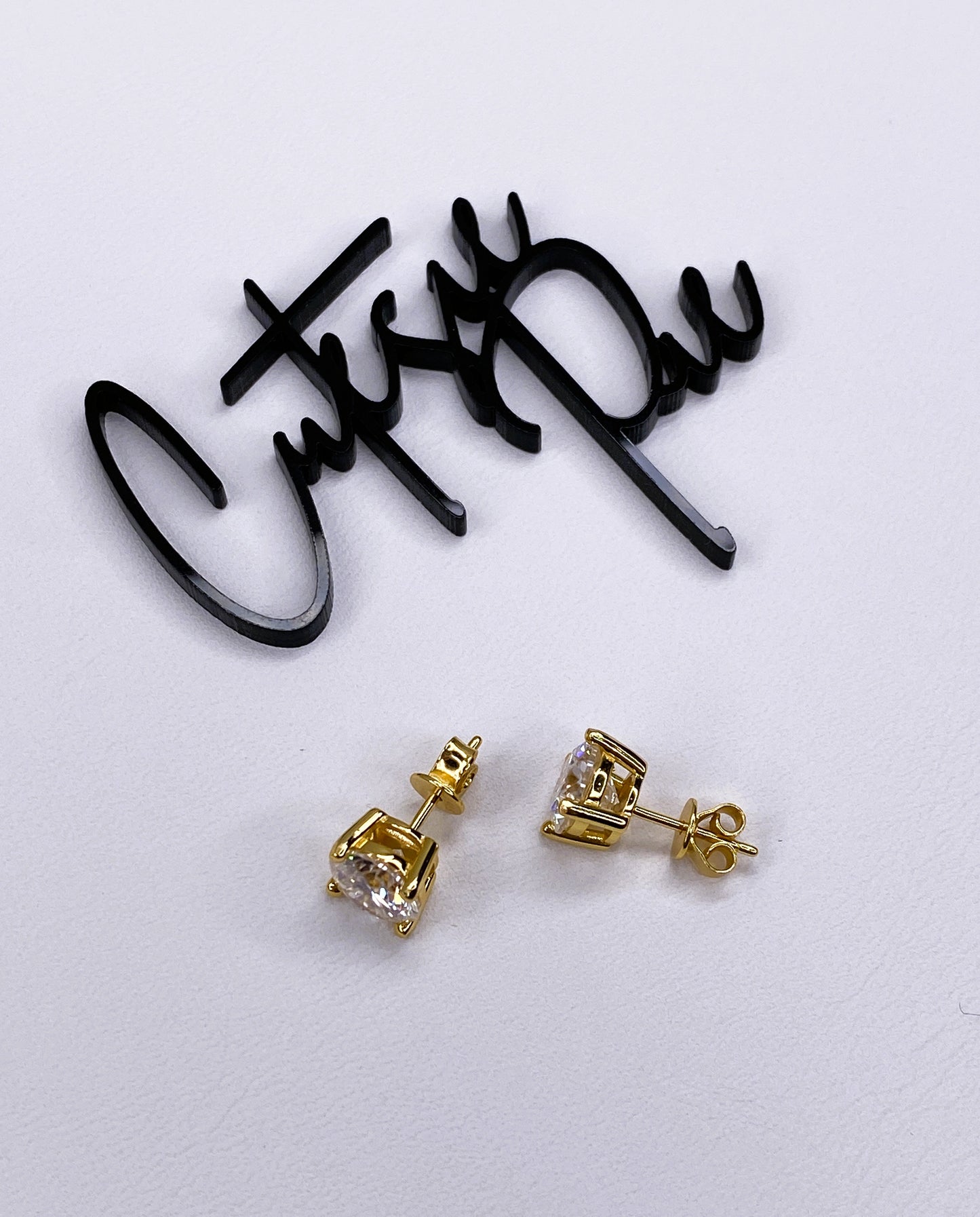 Moissanite Round 4-Prong Stud Earrings | 2.0CT Each (4.0CT TOTAL) | 18K Gold over Sterling Silver | Certificate Included