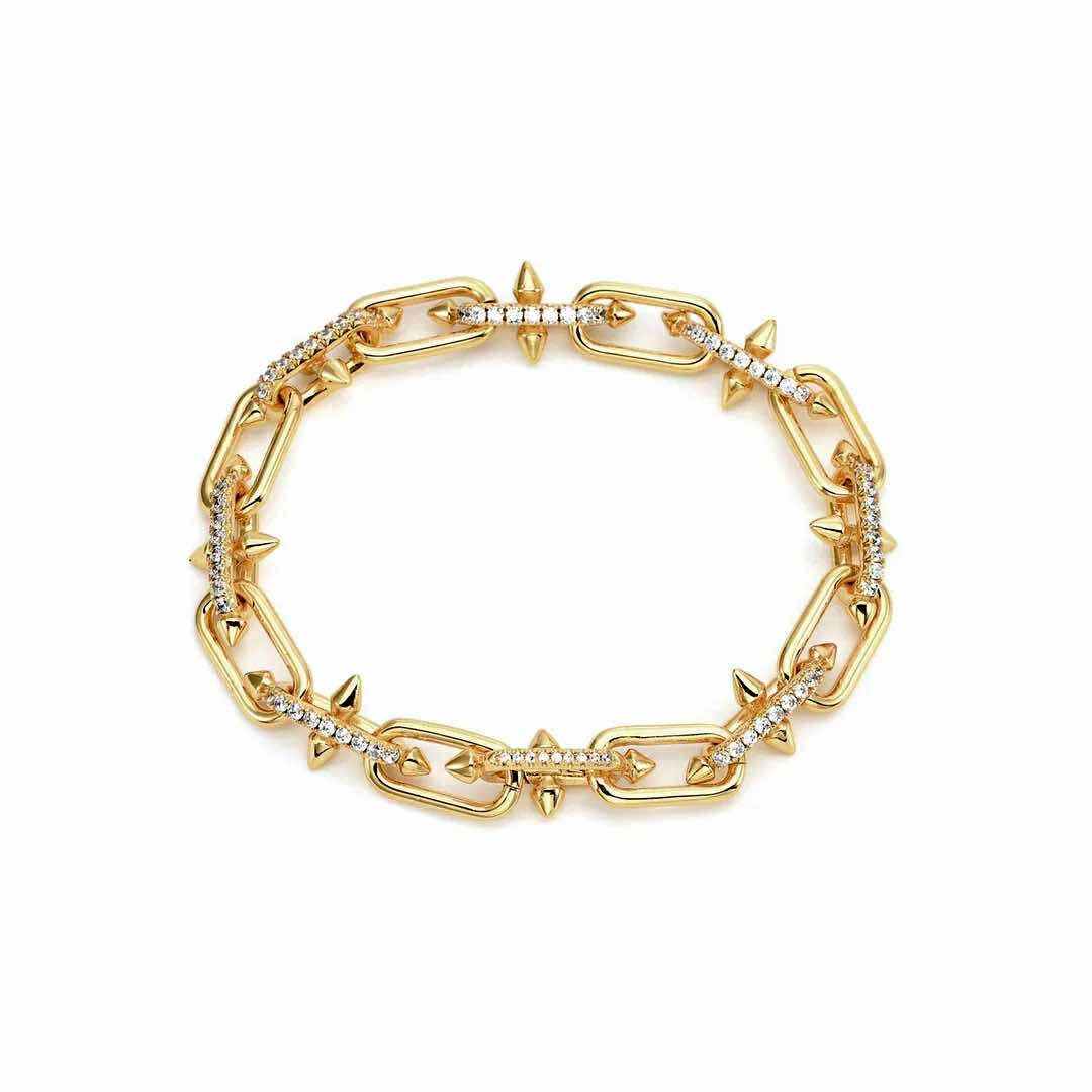 Pavé Trident Link Bracelet | Gold or White Gold | Premium Gold Plated