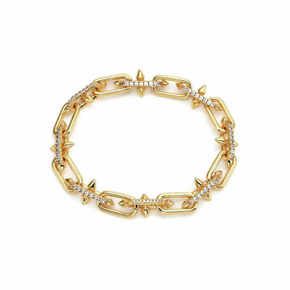 Pavé Trident Link Bracelet | Gold or White Gold | Premium Gold Plated