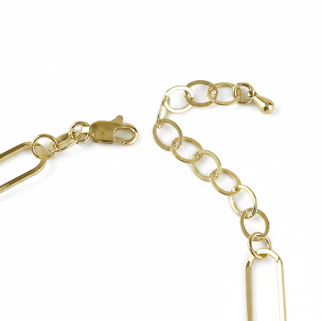 GOLD FILLED - BRACELET - CUTESIE ELONGATED MIX PAPERCLIP 7MM