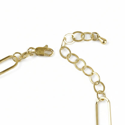 GOLD FILLED - BRACELET - CUTESIE ELONGATED MIX PAPERCLIP 7MM