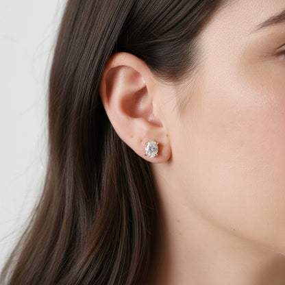 GOLD FILLED - EARRINGS - CUTESIE CZ OVAL STUD 5x7MM