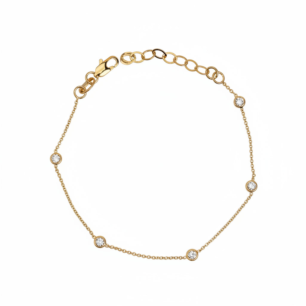 GOLD FILLED - BRACELET - CZ STATION BEZEL SET