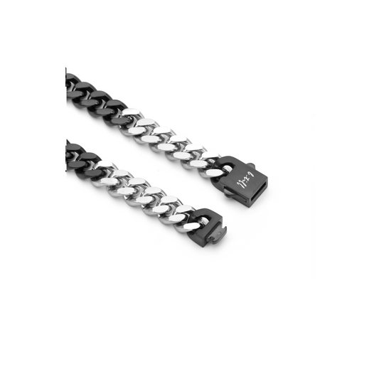 Premium Stainless Steel | 8MM Cuban Bracelet | Black & Steel Two-Tone