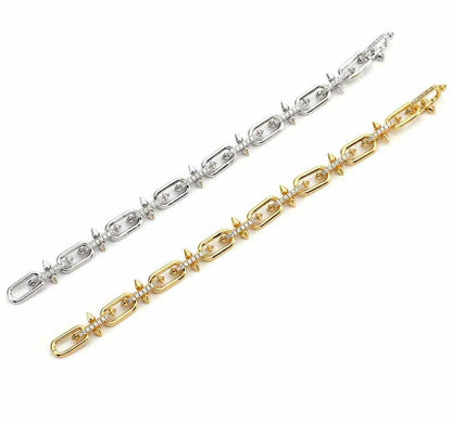 Pavé Trident Link Bracelet | Gold or White Gold | Premium Gold Plated