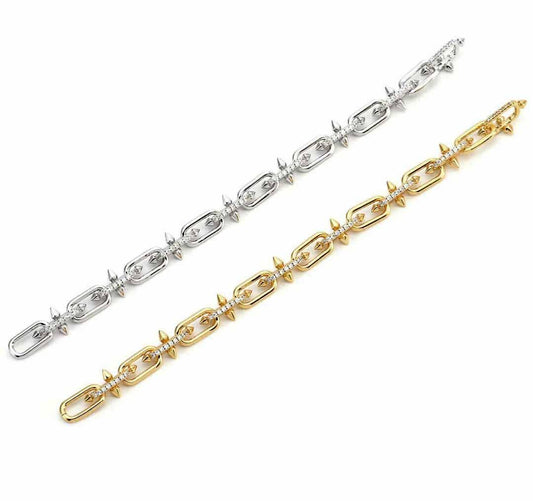 Pavé Trident Link Bracelet | Gold or White Gold | Premium Gold Plated