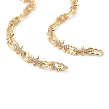 Pavé Trident Link Necklace | Gold or White Gold | Premium Gold Plated