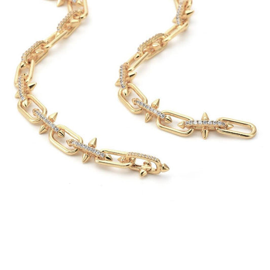 Pavé Trident Link Necklace | Gold or White Gold | Premium Gold Plated