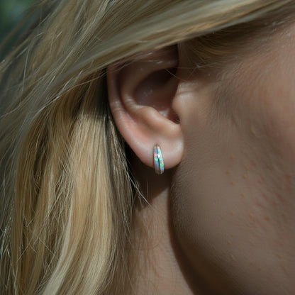 GOLD VERMEIL - EARRINGS - OMBRE OPAL HUGGIE 11MM