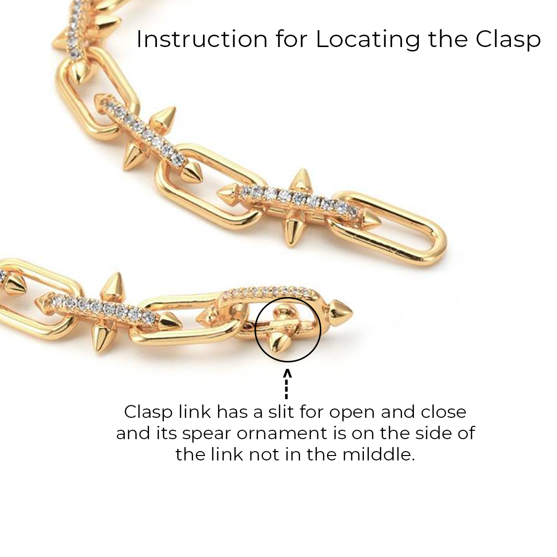 Pavé Trident Link Necklace | Gold or White Gold | Premium Gold Plated