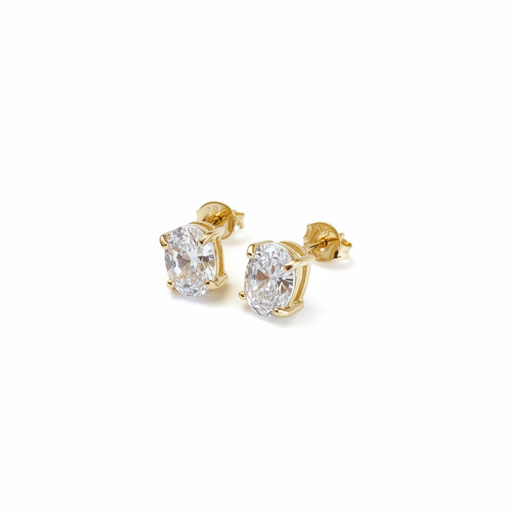 GOLD FILLED - EARRINGS - CUTESIE CZ OVAL STUD 5x7MM
